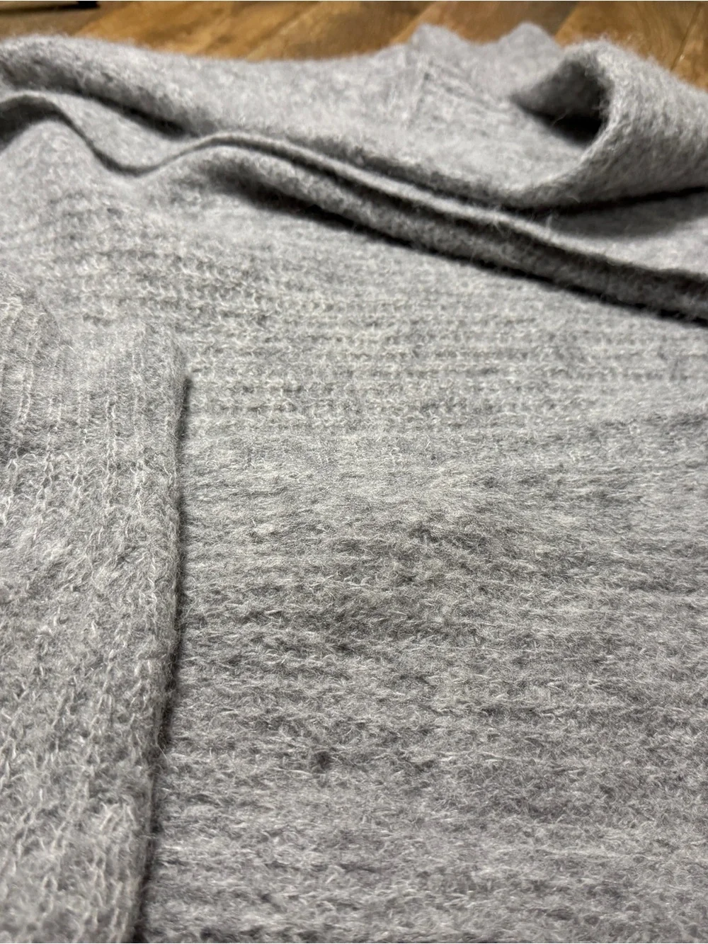 Free People Grey Alpaca Blend Open Front Knit Cardigan Sweater Size Large